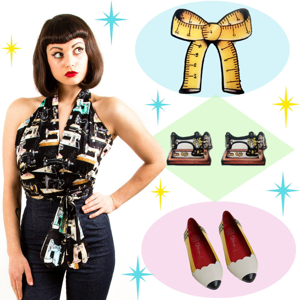 Sewing Addiction- A Cute Outfit Post About Halter Tops, Sewing Machines and Measuring Tape