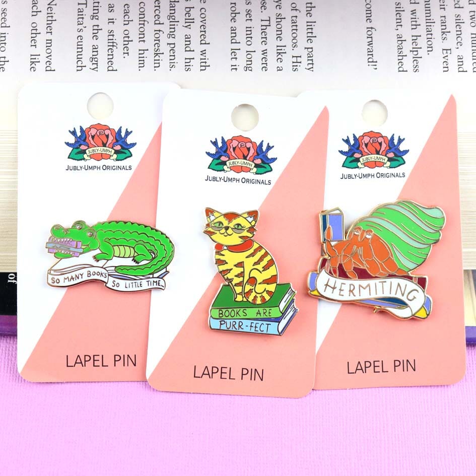 This set contains 3 designs on Jubly-Umph card stock: - Books Are Purr-fect Cat- Hermiting Crab- So Many Books So Little Time Crocodile.