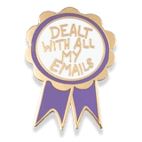 Pin with 'Dealt with all my emails' text on a white background