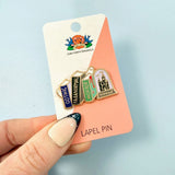 Gothic Paranormal Horror Book Stack Lapel Pin