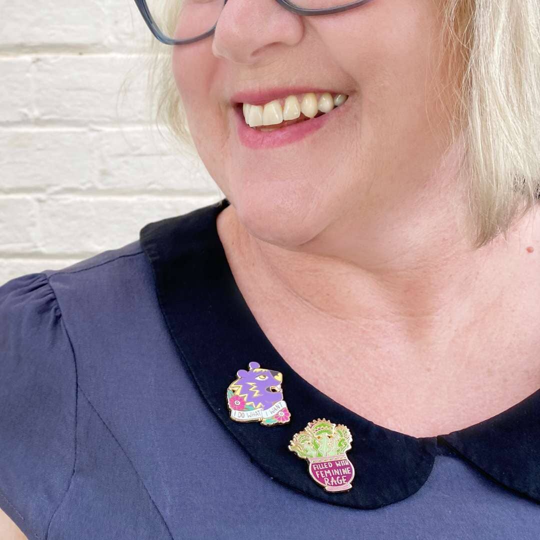 I'm Blunt, You Problem and Have the Day you Deserve pins on a velvet collar