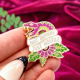 Not Demure Just Hostile Lapel Pin