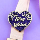 Stay Weird Heart Deep Purple Glitter Lapel Pin