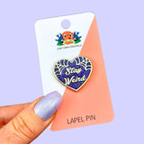 Stay Weird Heart Deep Purple Glitter Lapel Pin